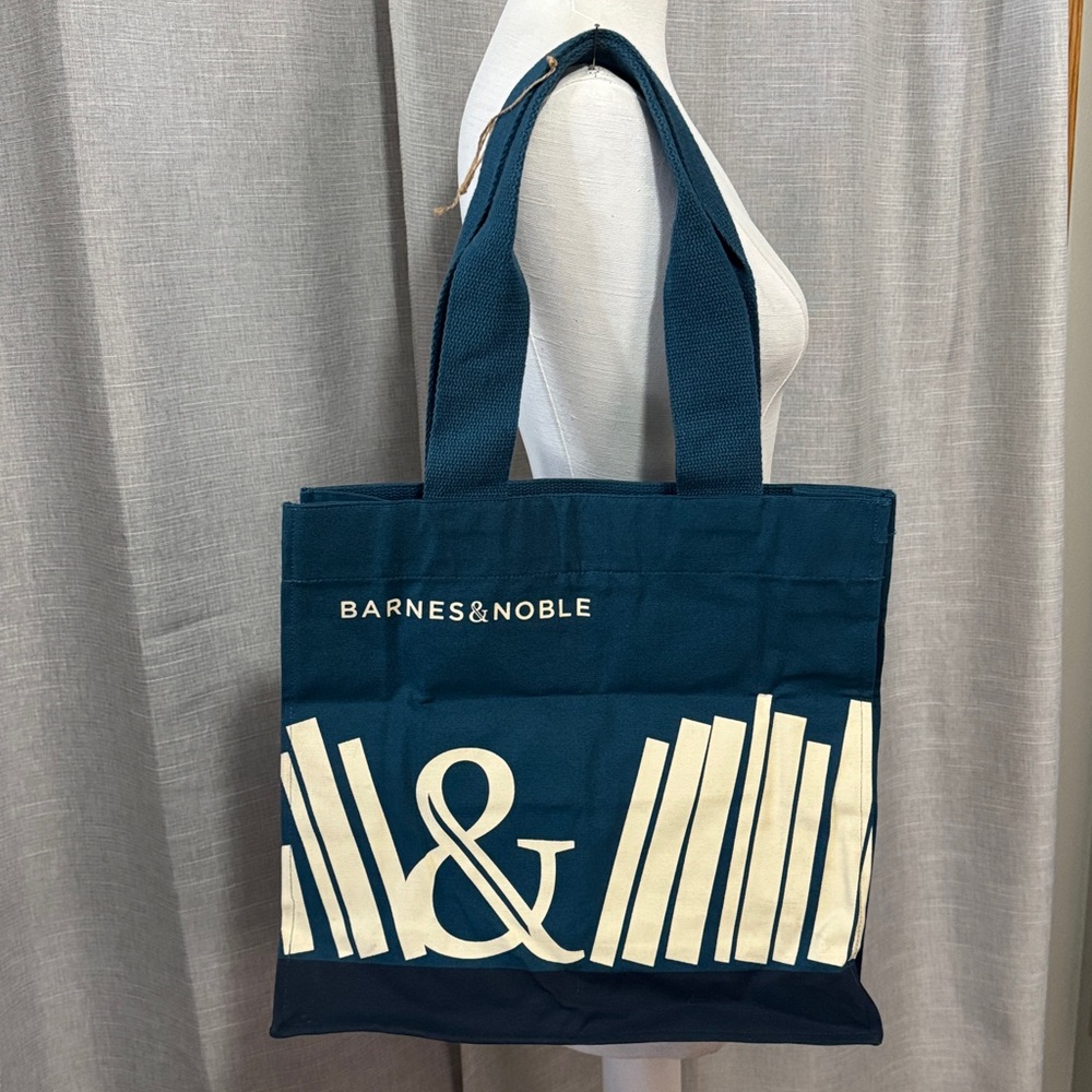 NEW Barnes & Noble Cotton Tote “re-wrap” Fair Trade-Women Made Product-Teal - Picture 2 of 14